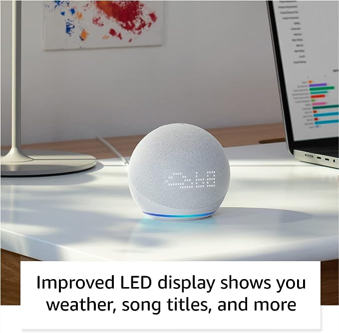 Echo Dot (5th Gen, 2022 release) with clock | Smart speaker with clock and Alexa | Cloud Blue
