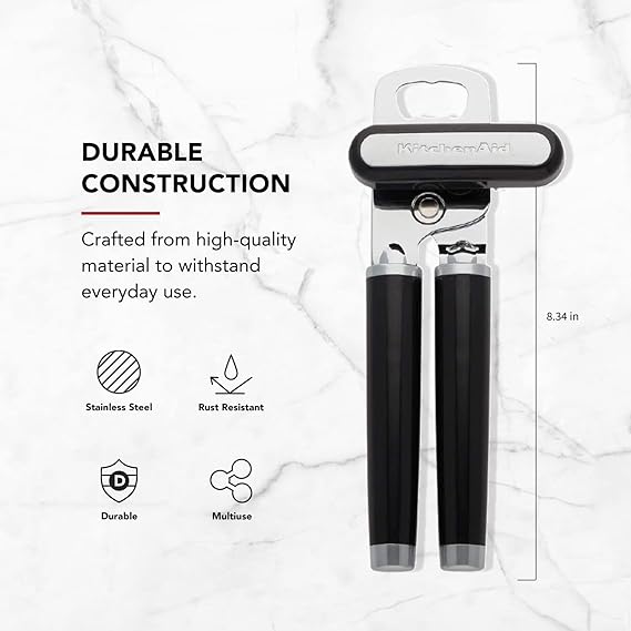 KitchenAid Classic Multifunction Can Opener / Bottle Opener, 8.34-Inch, Black