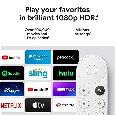 Chromecast with Google TV (HD) - Streaming Stick Entertainment on Your TV with Voice Search - Watch Movies, Shows, and Live TV in 1080p HD - Snow
