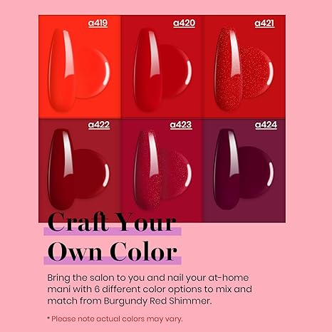 Beetles Red Gel Nail Polish Set - 6 Colors Bloody Mary Collection Popular Shimmer Burgundy Kit Holiday Art Design, Soak Off LED Minicure DIY Home