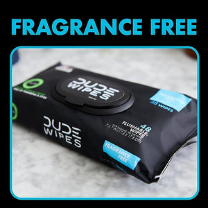 DUDE Wipes - Flushable Wipes - 6 Pack, 288 Wipes - Unscented Extra-Large Adult Wet Wipes - Vitamin-E & Aloe for at-Home Use - Septic and Sewer Safe