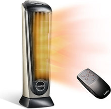 Load image into Gallery viewer, Lasko Oscillating Ceramic Tower Space Heater for Home with Adjustable Thermostat, Timer and Remote Control, 22.5 Inches, Grey/Black, 1500W, 751320