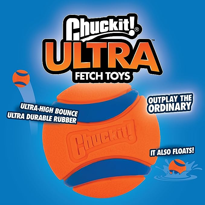Chuckit! Ultra Ball Dog Toy, Medium (2.5 Inch Diameter) Pack of 2, for breeds 20-60 lbs