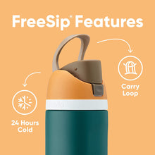 Load image into Gallery viewer, Owala FreeSip Insulated Stainless Steel Water Bottle with Straw for Sports and Travel, BPA-Free, 24-oz, Very, Very Dark