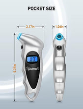 Load image into Gallery viewer, AstroAI Digital Tire Pressure Gauge 150 PSI 4 Settings for Car Truck Bicycle with Backlight LCD and Non-Skid Grip Car Accessories, Silver (1 Pack)
