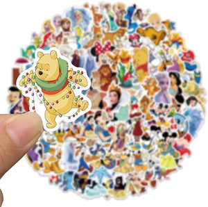 100Pcs Kids Disney Stickers Pack Princess Stickers Cute Cartoon Characters Stickers Cartoon Movie Decal Childrens Decorative Sticker for Kids Teens Adults Waterproof Vinyl Princess Stickers for Water Bottle Laptop Luggage (Cartoon Characters)