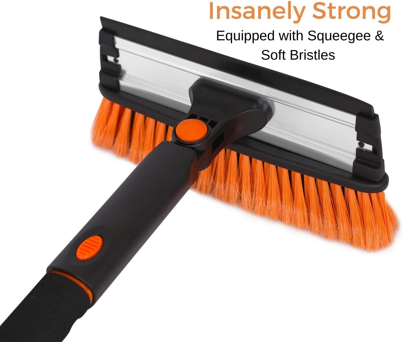 Snow MOOver 39" Extendable Snow Brush with Detachable Ice Scraper for Car | 11" Wide Squeegee & Bristle Head | Size: Car & SUV | Lightweight Aluminum Body with Ergonomic Grip | Windshield Paint Safe