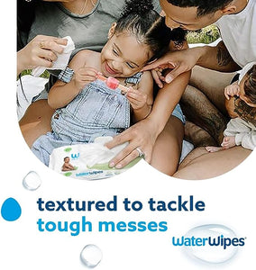 WaterWipes Plastic-Free Textured Clean, Toddler & Baby Wipes, 99.9% Water Based Wipes, Unscented & Hypoallergenic for Sensitive Skin, 720 Count (12 packs), Packaging May Vary