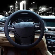 Load image into Gallery viewer, Valleycomfy Microfiber Leather Steering Wheel Cover Universal 15 inch (Black)