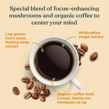 Load image into Gallery viewer, Organic Ground Mushroom Coffee by Four Sigmatic | Dark Roast, Fair Trade Gourmet Coffee with Lion&#39;s Mane, Chaga &amp; Mushroom Powder | Immune Boosting Coffee for Focus &amp; Immune Support | 12oz Bag