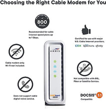 Load image into Gallery viewer, ARRIS SURFboard SB8200 DOCSIS 3.1 Cable Modem , Approved for Comcast Xfinity, Cox, Charter Spectrum, &amp; more , Two 1 Gbps Ports , 1 Gbps Max Internet Speeds , 4 OFDM Channels