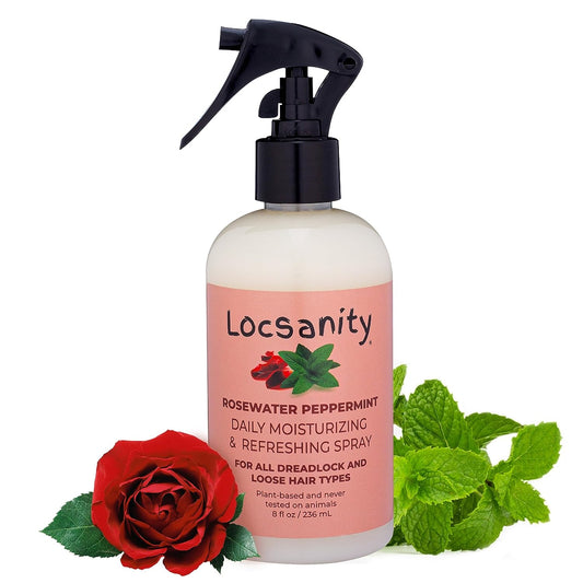 Locsanity Daily Moisturizing Refreshing Spray for Locs, Dreadlocks - Rose Water and Peppermint Hair Scalp Moisturizer, Dreadlock Spray - Natural Loc Care and Maintenance (8oz)