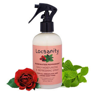 Locsanity Daily Moisturizing Refreshing Spray for Locs, Dreadlocks - Rose Water and Peppermint Hair Scalp Moisturizer, Dreadlock Spray - Natural Loc Care and Maintenance (8oz)