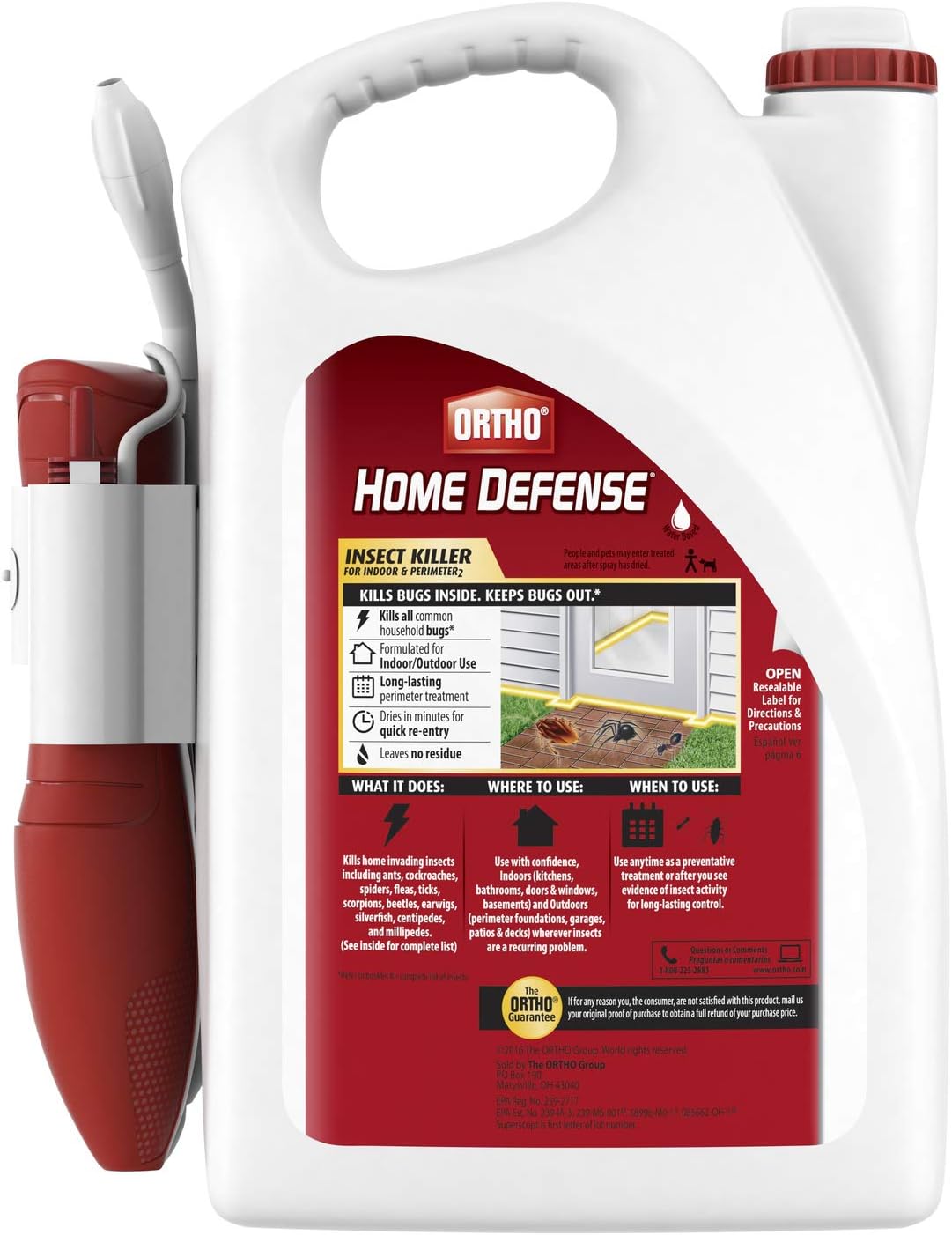 Ortho Home Defense Insect Killer for Indoor & Perimeter2 Kills Ants, Roaches, Spiders with No Odor and Fast Dry, 1.33Gal