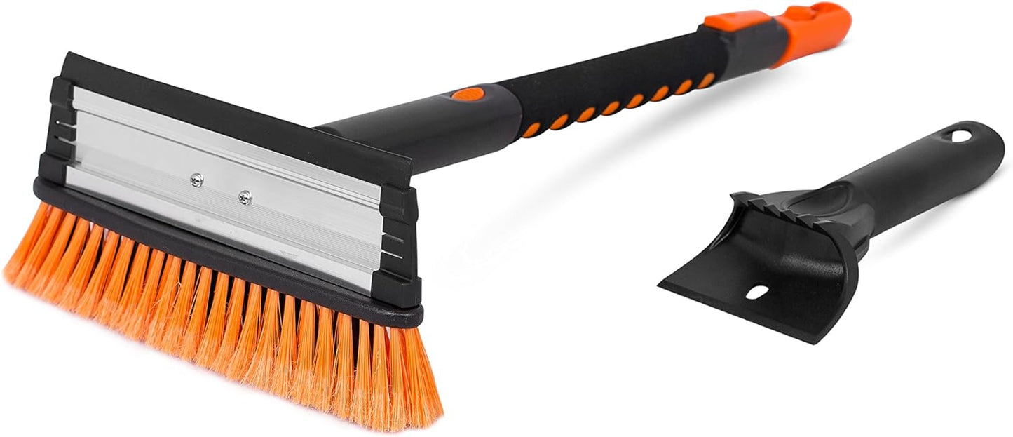 Snow MOOver 39" Extendable Snow Brush with Detachable Ice Scraper for Car | 11" Wide Squeegee & Bristle Head | Size: Car & SUV | Lightweight Aluminum Body with Ergonomic Grip | Windshield Paint Safe