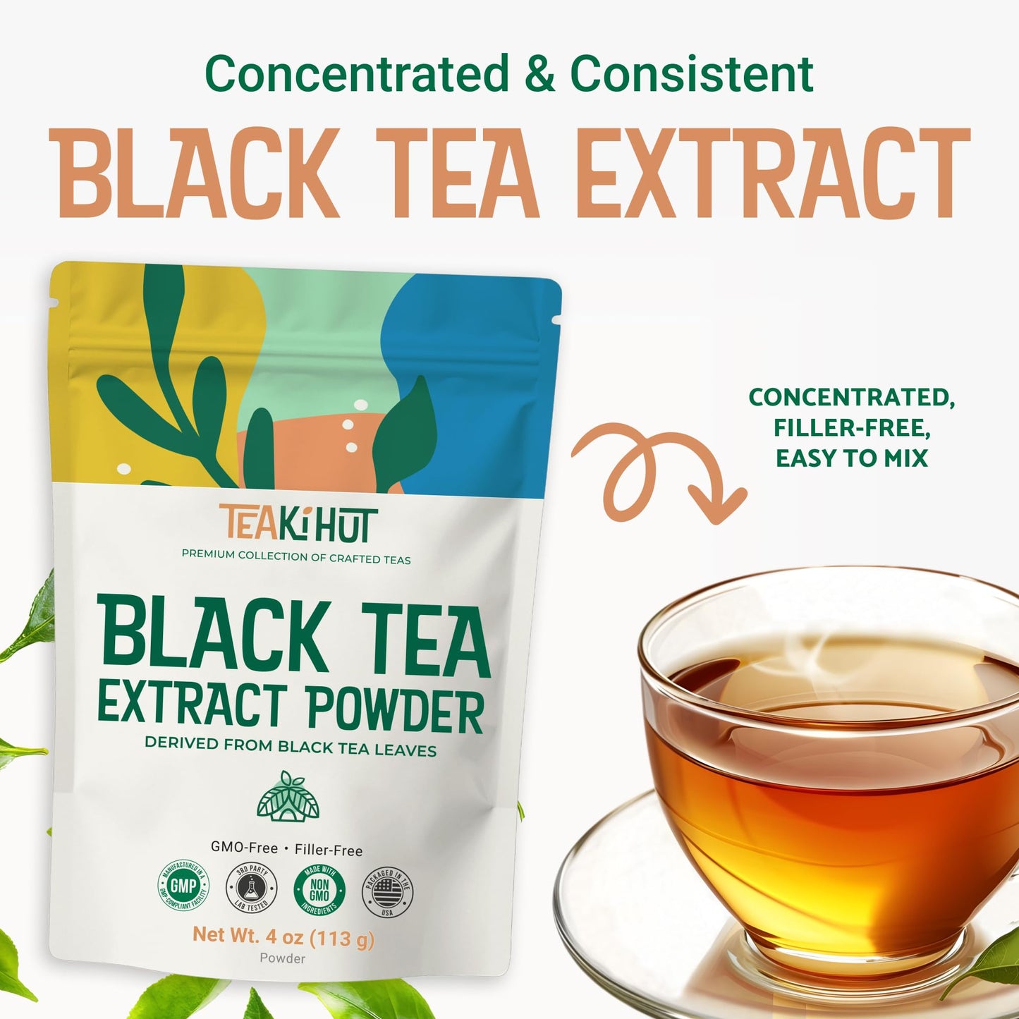 Instant Black Tea Extract Powder, Unsweetened Iced Tea Extract Powder from Real Black Tea…