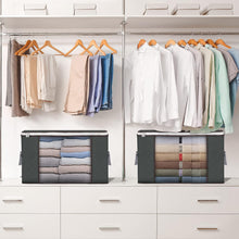 Load image into Gallery viewer, 90L Large Storage Bags, 6 Pack Clothes Storage Bins Foldable Closet Organizers Storage Containers with Durable Handle for Clothing, Blanket, Comforters, Bed Sheets, Pillows and Toys (Gray)