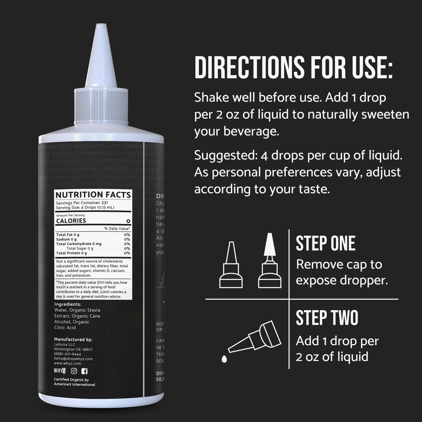 Organic Stevia Liquid Drops Pure Liquid Stevia Extract, Zero Calorie Sweetener for…