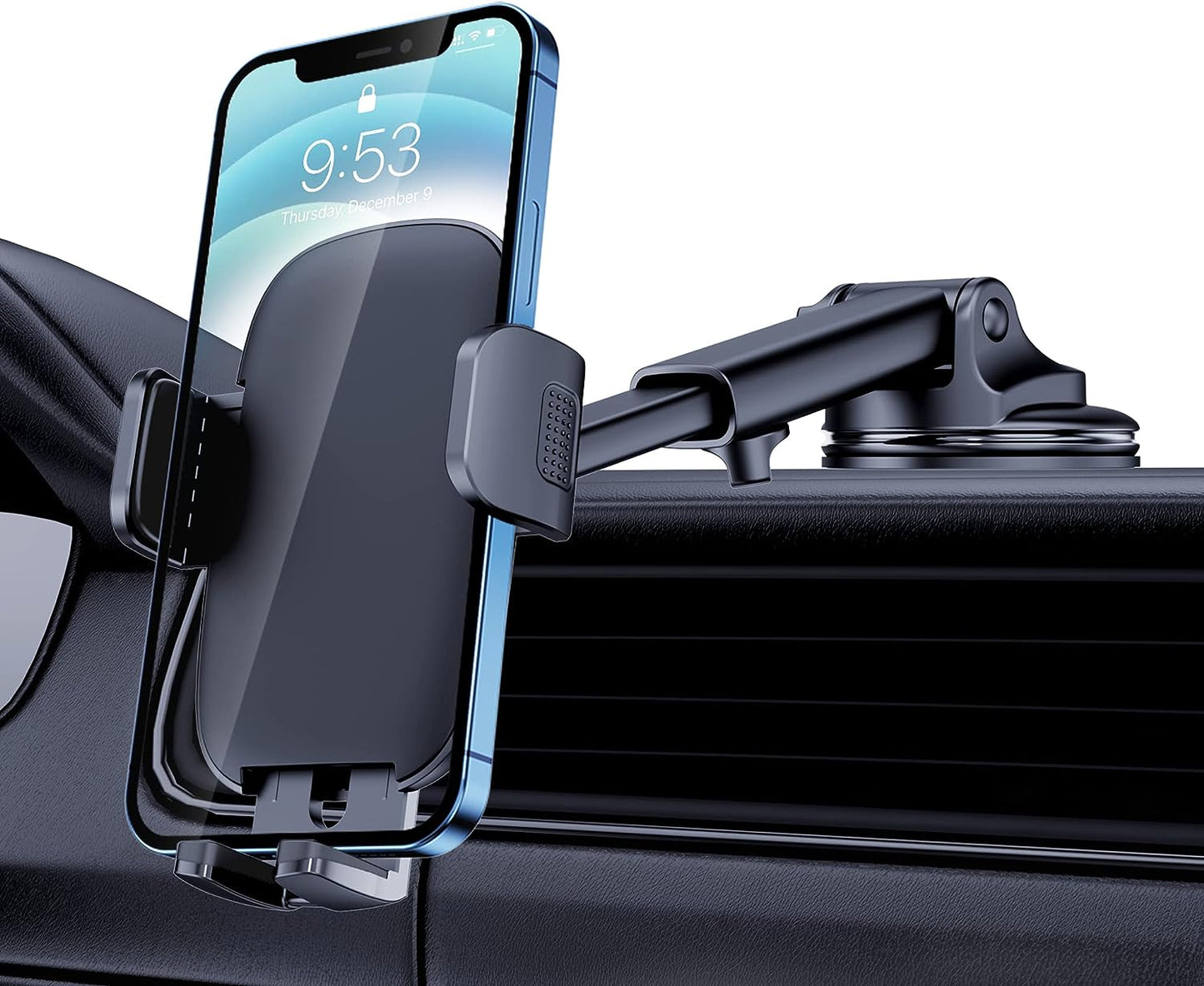 Car Phone Holder Mount [Military-Grade Suction & Stable Hook] Phone Mount for Car Windshield Dashboard Air Vent Universal Hands-Free Automobile Mounts Cell Phone Holder Fit for iPhone Smartphones