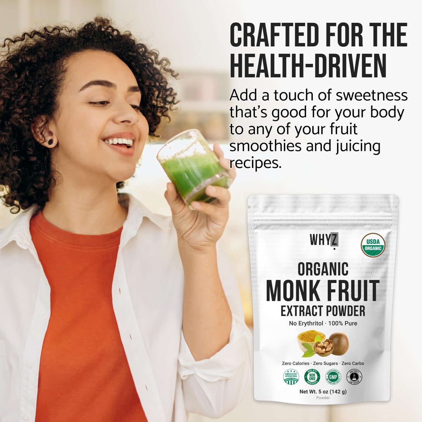 Organic Monk Fruit Extract, 5 oz, Pure Monk Fruit Sweetener Organic No Erythritol and…