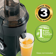 Load image into Gallery viewer, Hamilton Beach Juicer Machine, Big Mouth Large 3” Feed Chute for Whole Fruits and Vegetables, Easy to Clean, Centrifugal Extractor, BPA Free, 800W Motor, Black