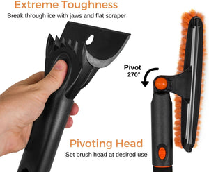 Snow MOOver 39" Extendable Snow Brush with Detachable Ice Scraper for Car | 11" Wide Squeegee & Bristle Head | Size: Car & SUV | Lightweight Aluminum Body with Ergonomic Grip | Windshield Paint Safe