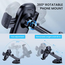 Load image into Gallery viewer, Car Phone Holder Mount [Military-Grade Suction &amp; Stable Hook] Phone Mount for Car Windshield Dashboard Air Vent Universal Hands-Free Automobile Mounts Cell Phone Holder Fit for iPhone Smartphones