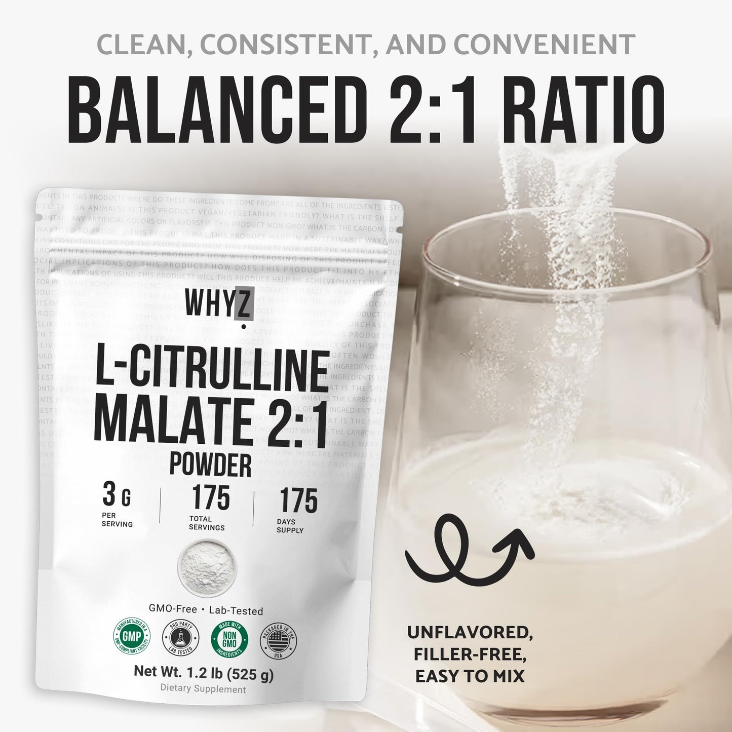 L-Citrulline Malate 2 : 1 Powder Unflavored L Citrulline Malate Nitrate-Rich Dissolves…