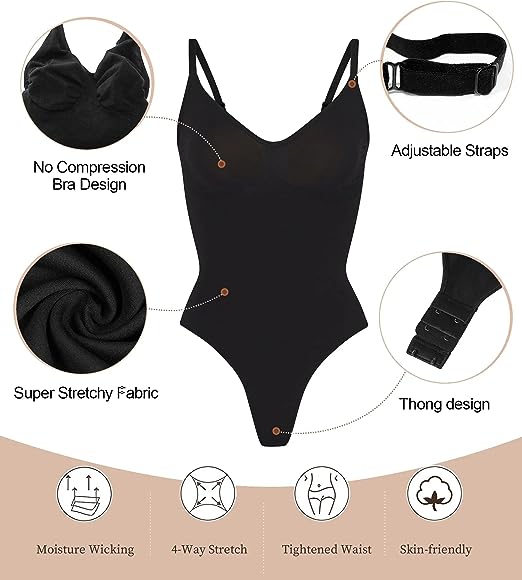 SHAPERX Bodysuit for Women Tummy Control Shapewear Seamless Sculpting Thong Body Shaper Tank Top