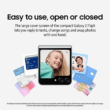 SAMSUNG Galaxy Z Flip 5 Cell Phone, Factory Unlocked Android Smartphone, 256GB, Compact, Foldable Design, One-Hand Control, Best Selfies, Full Cover Screen, Hands-Free Use, US Version, 2023, Lavender