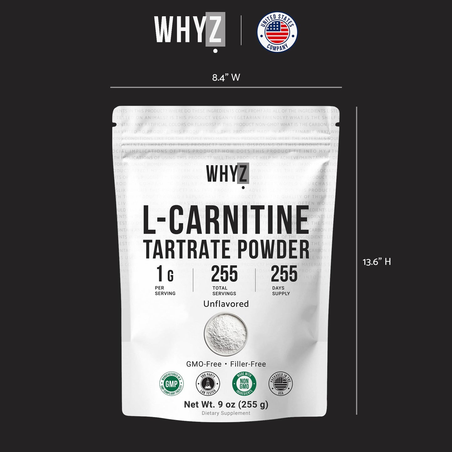 L-Carnitine Tartrate Powder Pure Unflavored Carnitine Supplement Amino Acid Powder…