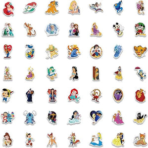100Pcs Kids Disney Stickers Pack Princess Stickers Cute Cartoon Characters Stickers Cartoon Movie Decal Childrens Decorative Sticker for Kids Teens Adults Waterproof Vinyl Princess Stickers for Water Bottle Laptop Luggage (Cartoon Characters)