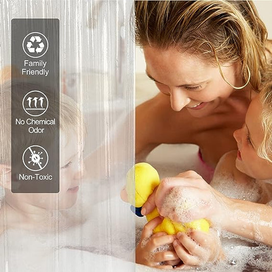 AmazerBath Shower Curtain Liner, 72x72 Clear Shower Curtain Liner, Waterproof Plastic Shower Liner, Cute Lightweight PEVA Shower Curtains for Bathroom with Magnets and 12 Rustproof Metal Grommet Holes