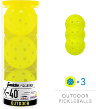 Load image into Gallery viewer, Franklin Sports Outdoor Pickleballs - X-40 Pickleball Balls - USA Pickleball (USAPA) Approved - Official US Open Ball - 3 Packs, 12 Packs, 36 Pickleball Buckets, 100 + 400 Bulk Packs of Pickleballs