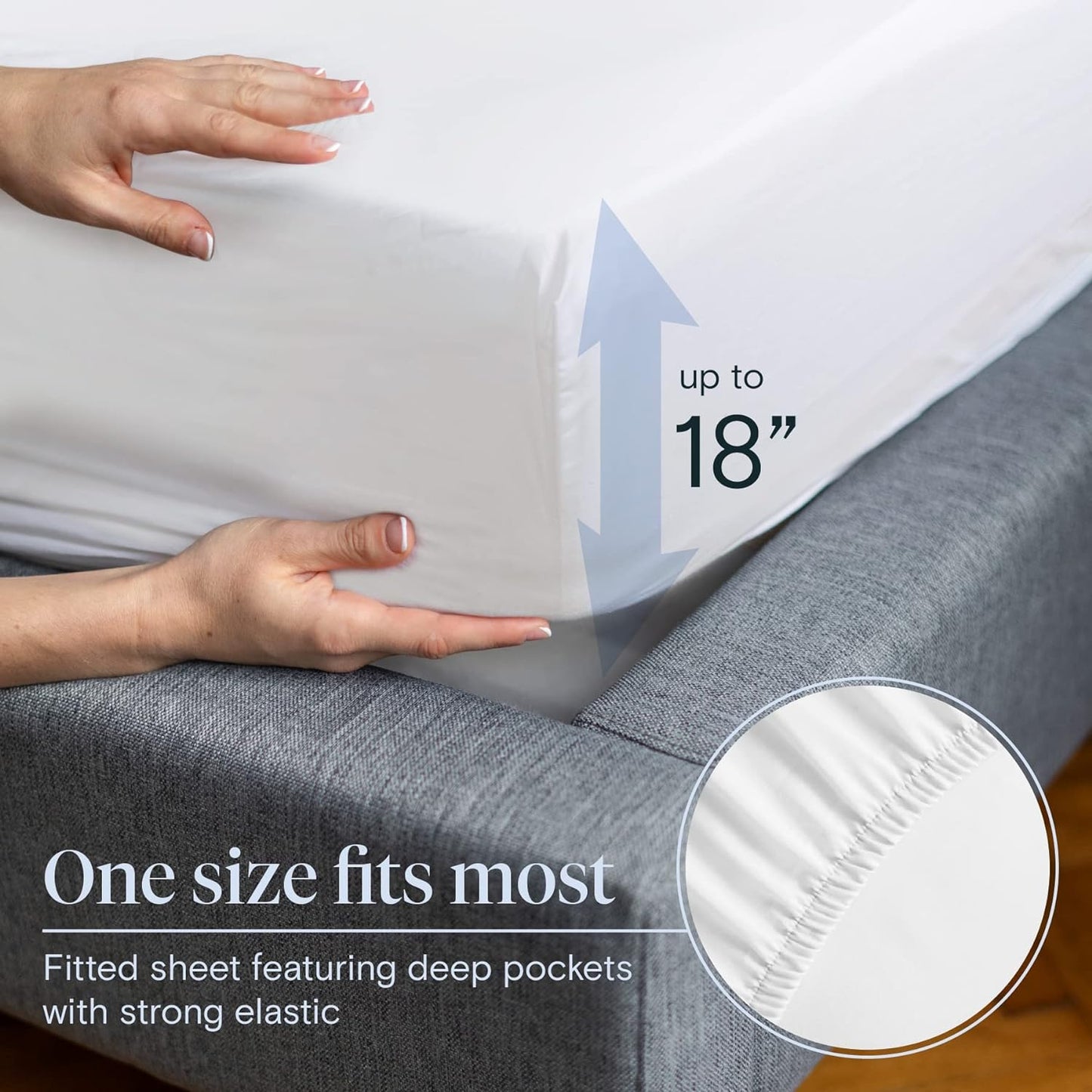 LuxClub 6 PC Queen Sheet Set, Rayon Made from Bamboo Bed Sheets, Deep Pockets 18" Eco Friendly Wrinkle Free Cooling Sheets Machine Washable Hotel Bedding Silky Soft - White Queen