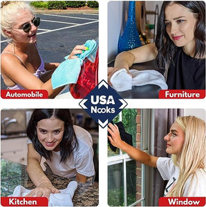 USANOOKS Microfiber Cleaning Cloth Grey - 12 packs 16"x16" - High Performance - 1200 Washes, Ultra Absorbent Towels Weave Grime & Liquid for Streak-Free Mirror Shine - Car Washing cloth and Applicator