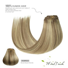 Load image into Gallery viewer, WindTouch Clip in Hair Extensions Human Hair Balayage Mixed Bleach Blonde 15Inch 70g Highlights for Blonde Remy Hair 7PCS #18P613 Gift for Women