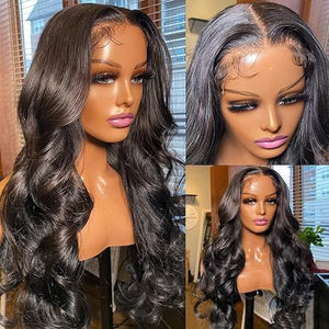 Rose Sister 13x6 Body Wave Lace Front Wigs Pre Plucked 180% Density 13x6 HD Transparent Frontal Wigs Body Wave Glueless Wigs Human Hair Lace Front Wigs for Black Women with Baby Hair 26 Inch