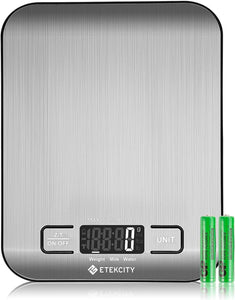 Etekcity Food Kitchen Scale, Digital Grams and Ounces for Weight Loss, Baking, Cooking, Keto and Meal Prep, LCD Display, Medium, 304 Stainless Steel