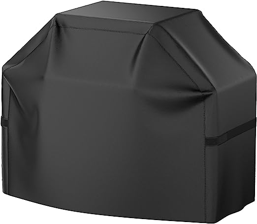 Grill Cover, BBQ Grill Cover, Waterproof, Weather Resistant, Rip-Proof, Anti-UV, Fade Resistant, with Hook-and-loop and Strap, Gas Grill Cover for Weber,Char Broil,Nexgrill Grills, etc. 58 inch, Black