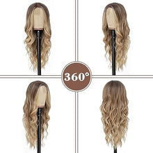 Load image into Gallery viewer, NAYOO Long Ombre Blonde Wavy Wig for Women 26 Inch Middle Part Curly Wavy Wig Natural Looking Synthetic Heat Resistant Fiber Wig for Daily Party Use (Ombre Blonde)