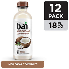 Load image into Gallery viewer, Bai Coconut Flavored Water, Molokai Coconut, Antioxidant Infused Drinks, 18 Fluid Ounce Bottles, (Pack of 12)
