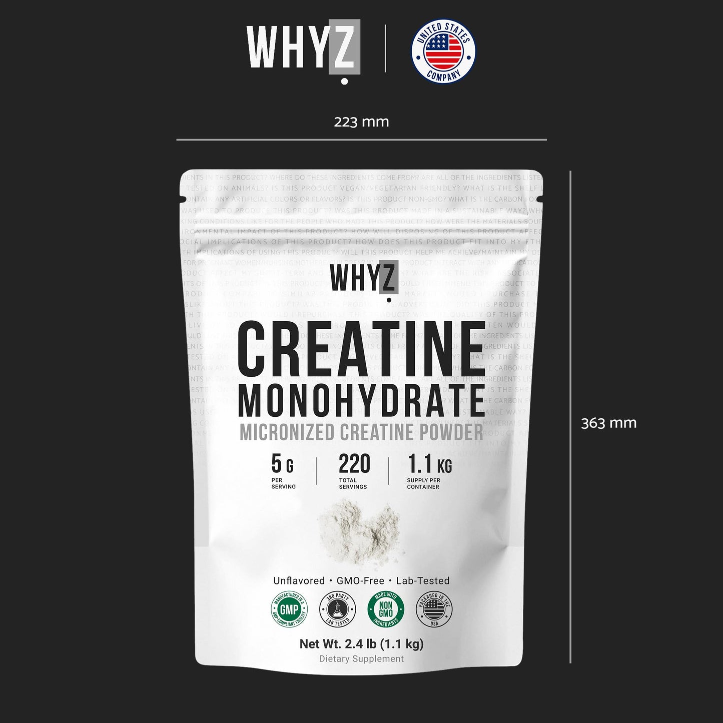 Creatine Monohydrate Powder, Micronized, Unflavored Creatine for Men & Women, Muscle…
