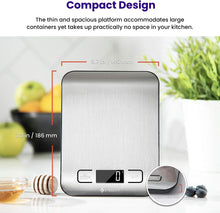 Load image into Gallery viewer, Etekcity Food Kitchen Scale, Digital Grams and Ounces for Weight Loss, Baking, Cooking, Keto and Meal Prep, LCD Display, Medium, 304 Stainless Steel