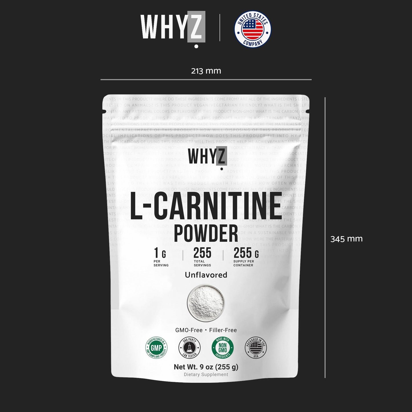 L-Carnitine Powder Unflavored Carnitine Supplement Amino Acid Powder for Nutrition and…
