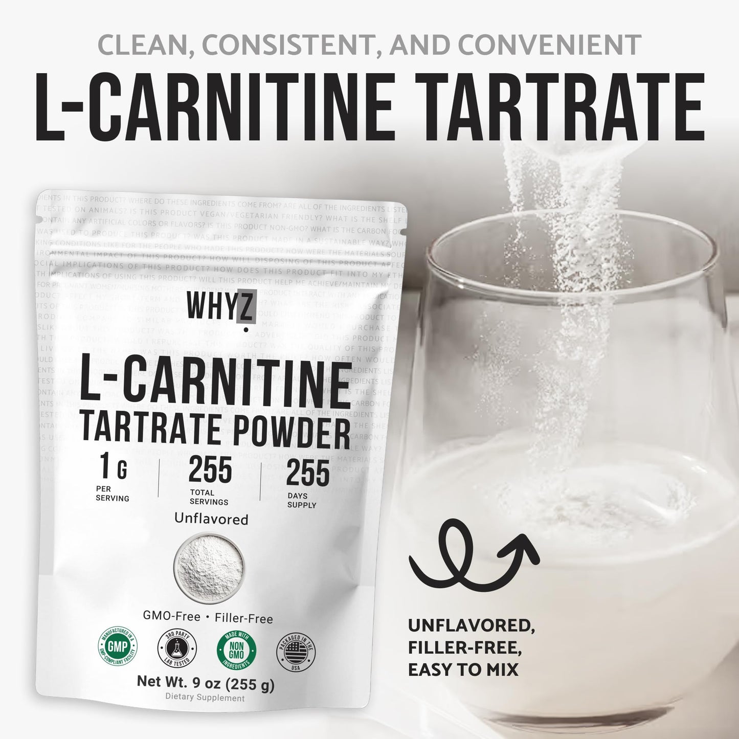 L-Carnitine Tartrate Powder Pure Unflavored Carnitine Supplement Amino Acid Powder…