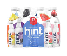 Load image into Gallery viewer, Hint Water Best Sellers Pack (Pack of 12), 16 Ounce Bottles, 3 Bottles Each of: Watermelon, Blackberry, Cherry, and Pineapple, Zero Calories, Zero Sugar and Zero Sweeteners