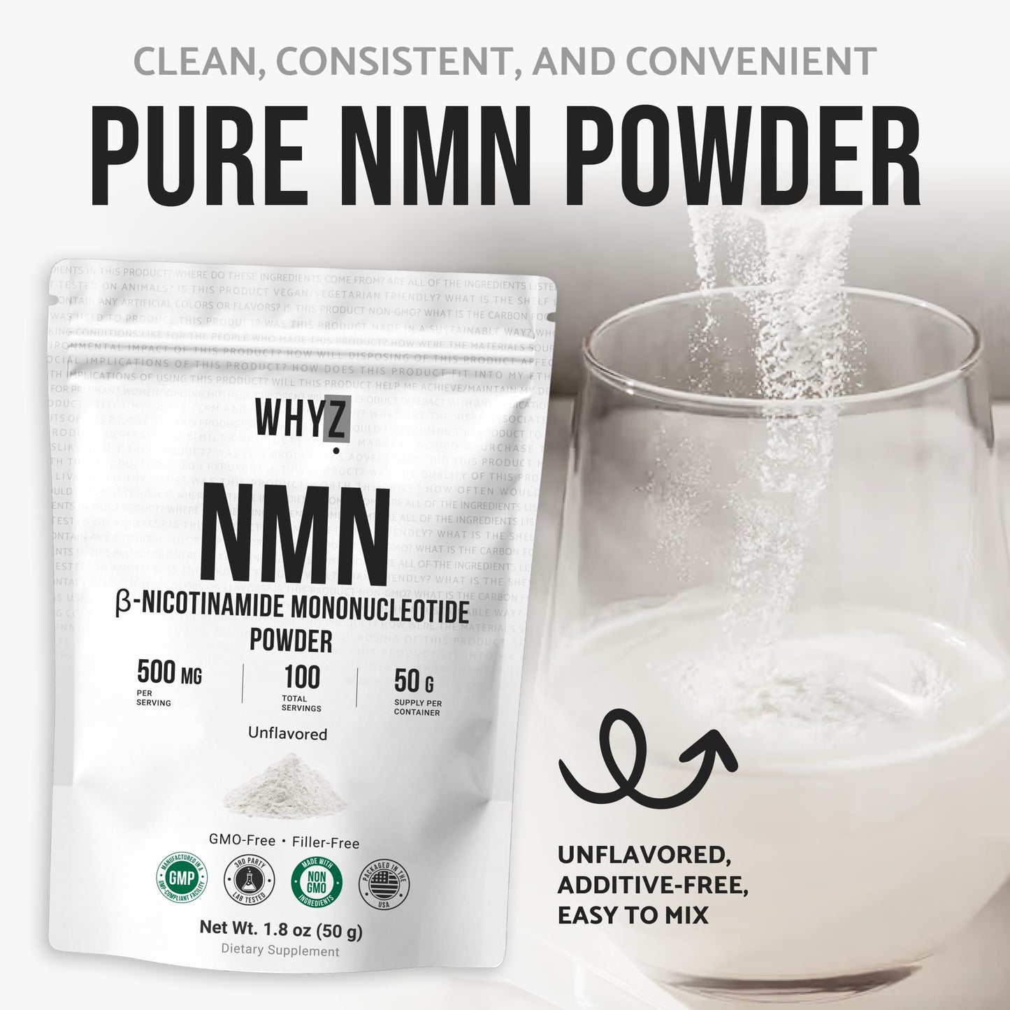 Pure NMN Powder Nicotinamide Mononucleotide Quick Dissolved NMN Supplement Powder 100%…