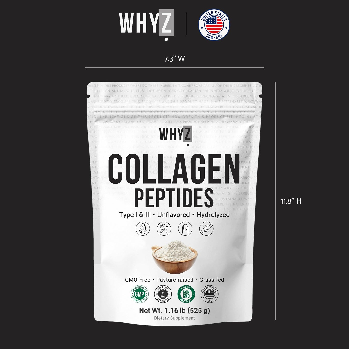 Bovine Collagen Peptides Powder Hydrolyzed Type I & III Protein, Grass-Fed Pasture-Raised…