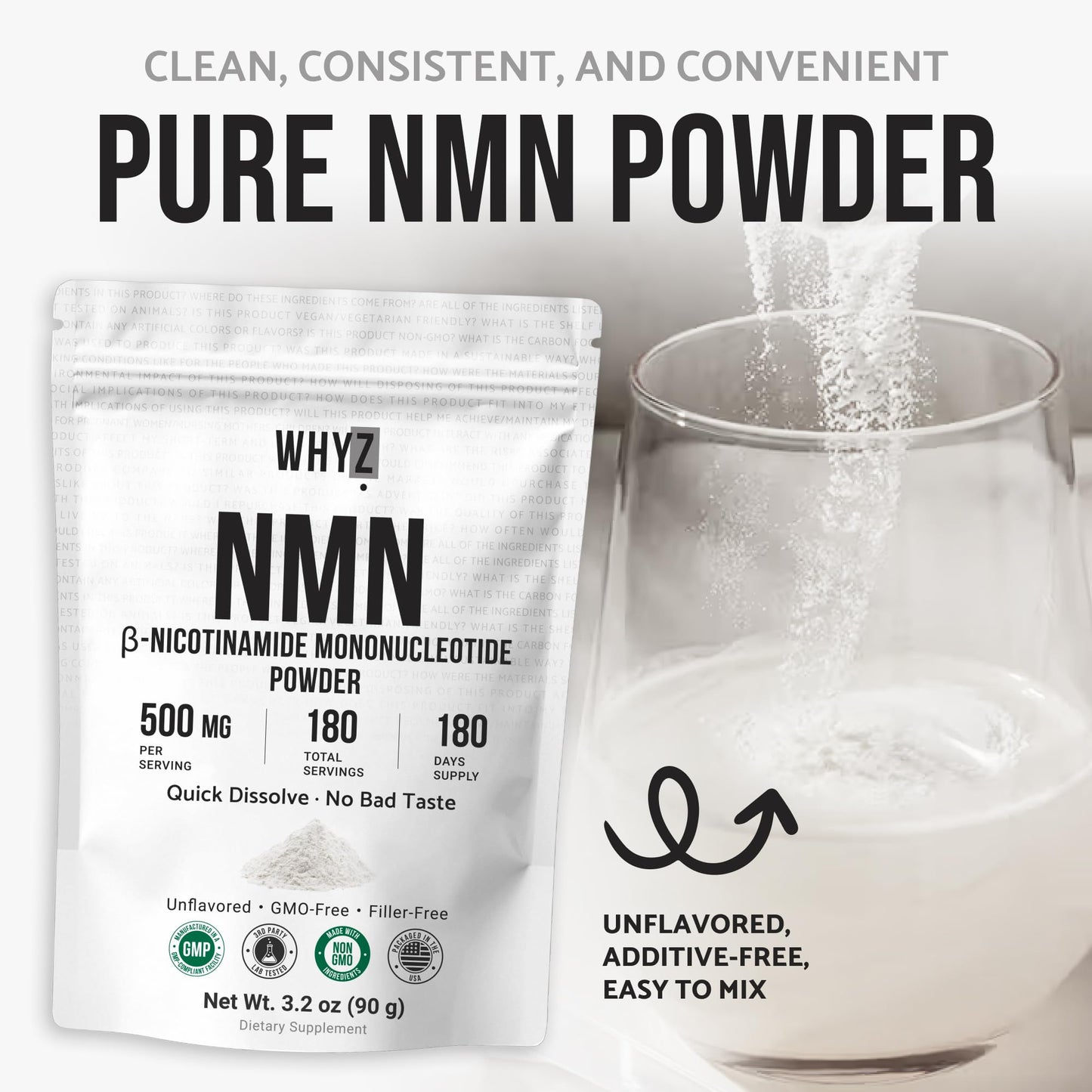 Pure NMN Powder Nicotinamide Mononucleotide Quick Dissolved NMN Supplement Powder 100%…